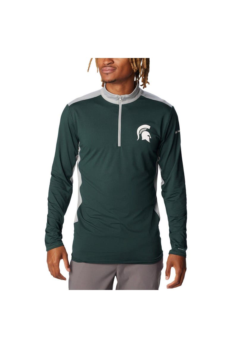 Men's Columbia Green Michigan State Spartans Tech Trail™ Omni-Shade Quarter-Zip Top, Main, color, Green
