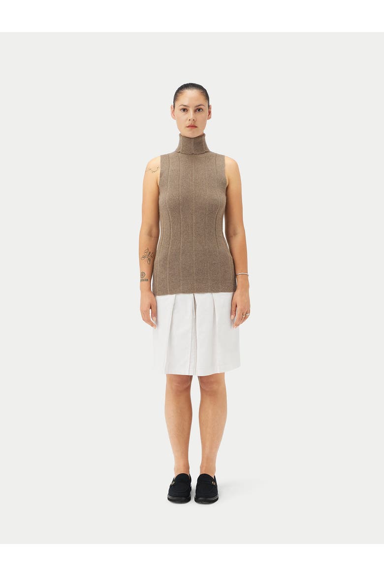 T-Neck Cashmere Top, Alternate, color, taupe