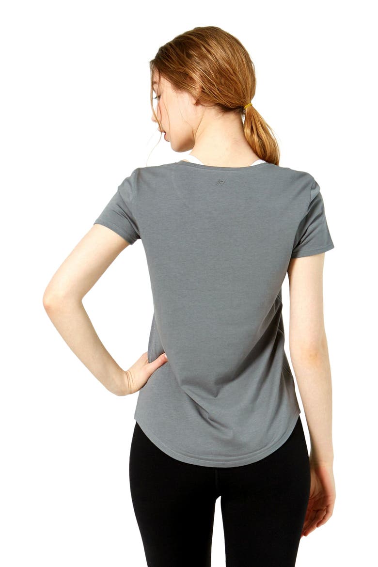 Rebody Essentials Scooped Short Sleeve Top, Alternate, color, Stone Olive