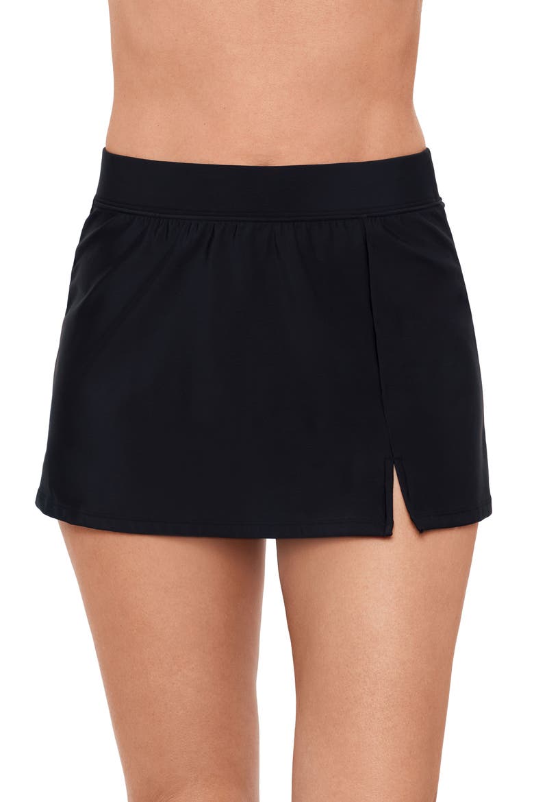 Full Coverage Skirted Swimsuit Bottom with Side Slit, Main, color, Black