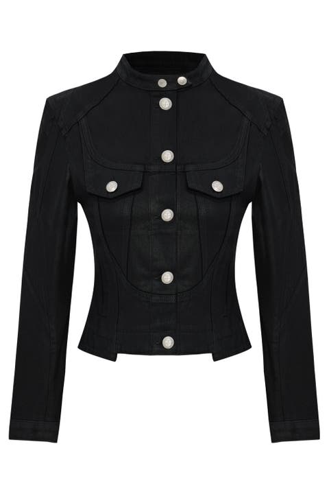 Pure Cotton Shiny Coated Women Denim Jacket