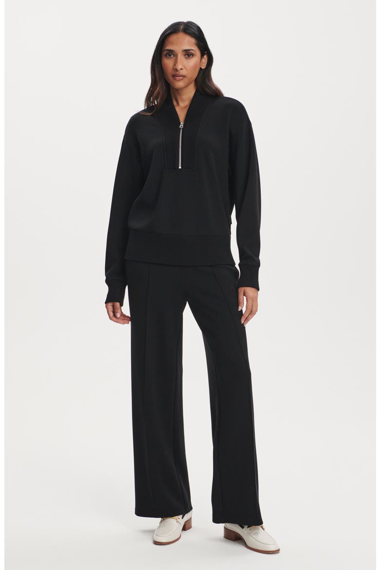 Sally Half Zip Sweatshirt, Alternate, color, BLACK