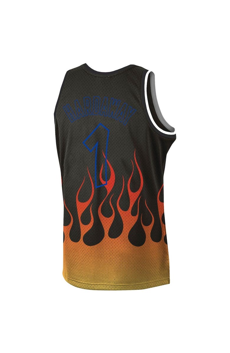 Mitchell & Ness Men's Mitchell & Ness Penny Hardaway Black Orlando Magic 1994/95 Hardwood Classics Flames Swingman Jersey, Alternate, color, 