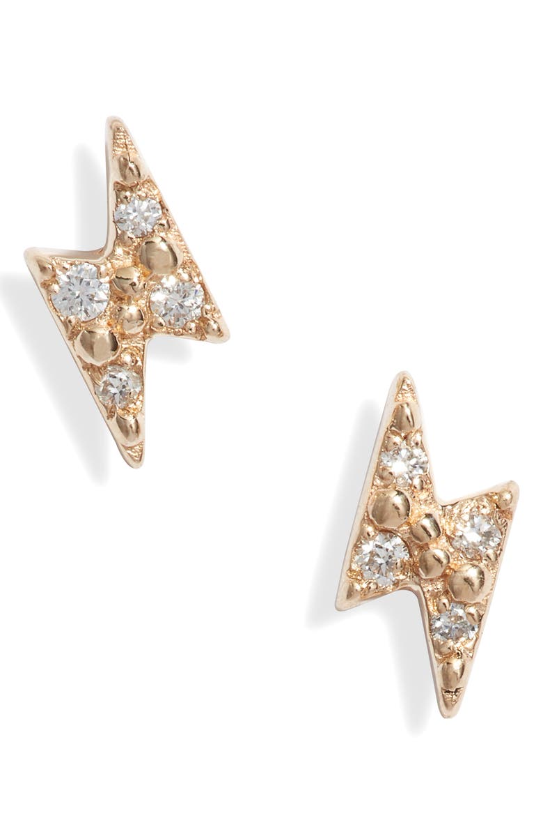 Anzie Celestial Lightning Bolt Stud Earrings, Main, color, Gold