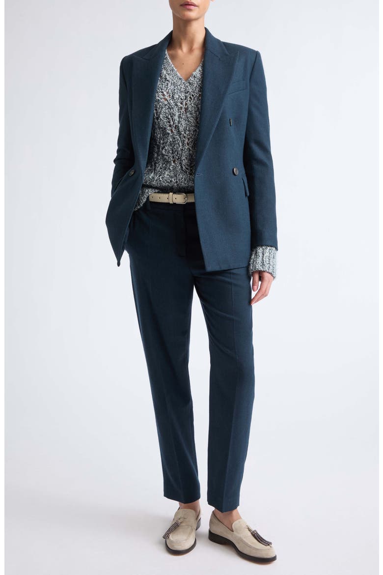 Double Breasted Virgin Wool & Cashmere Jacket, Alternate, color, 178 DARK JADE