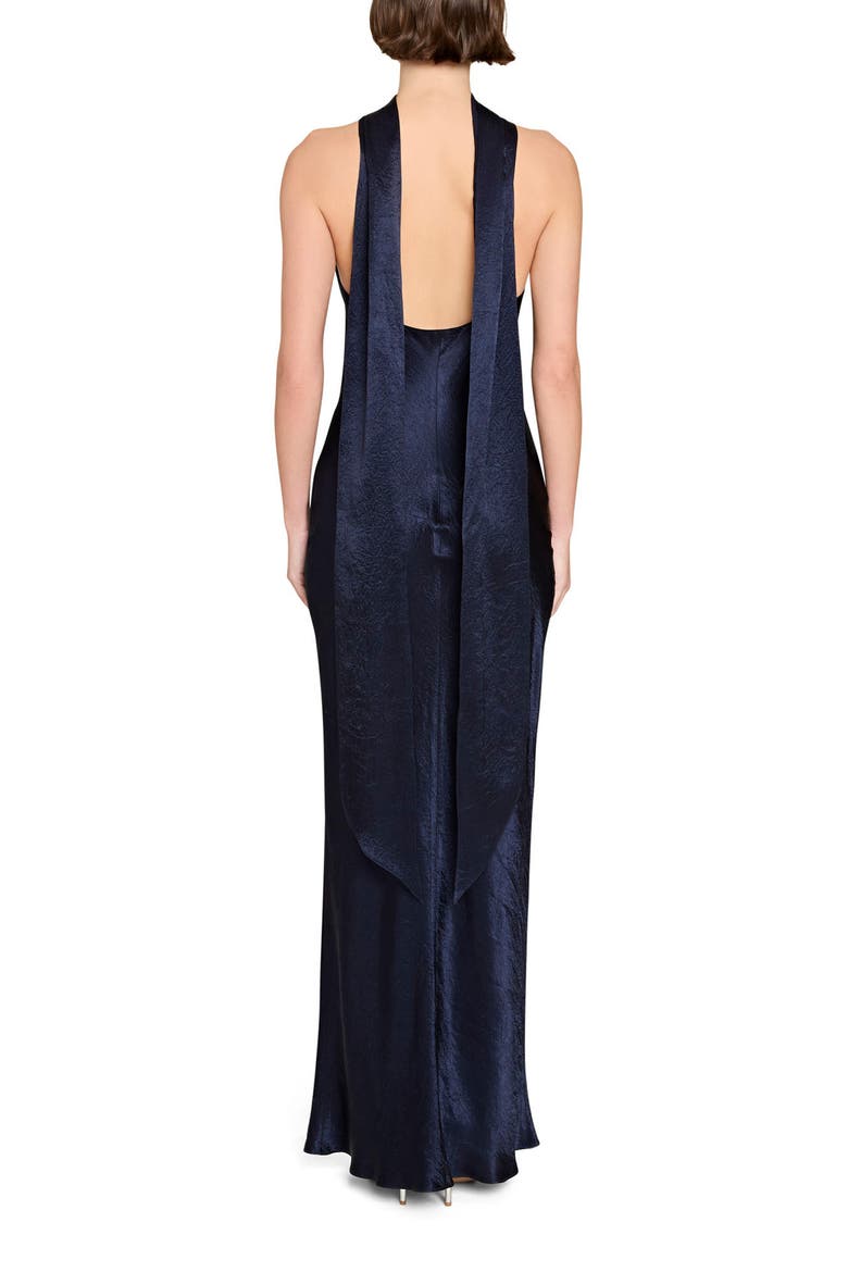 Ashton Drape Satin Gown, Alternate, color, NAVY