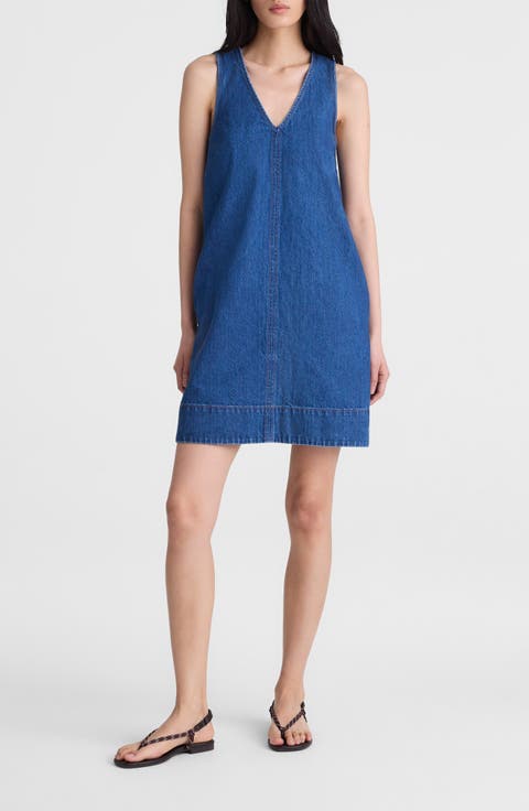 V-Neck Sleeveless Denim Minidress