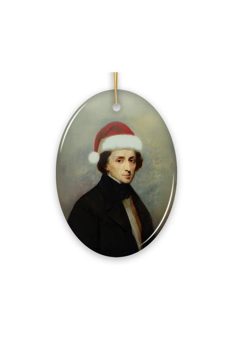 Santa Hat Chopin Portrait Oval Ceramic Ornament