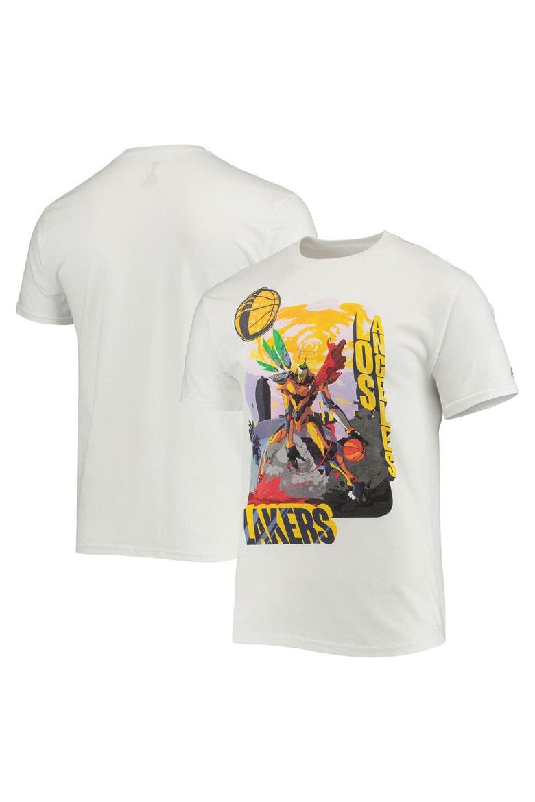 Men's NBA x McFlyy White Los Angeles Lakers Identify Artist Series T-Shirt, Main, color, White