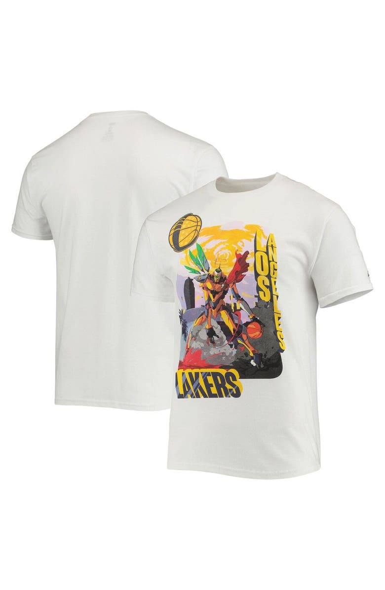 NBA X MCFLYY Men's NBA x McFlyy White Los Angeles Lakers Identify Artist Series T-Shirt, Main, color, White
