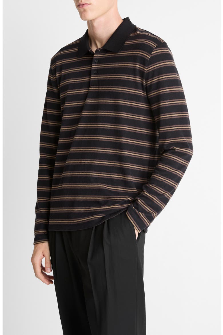 Striped Long Sleeve Jersey Polo, Alternate, color, BLACK COMBO