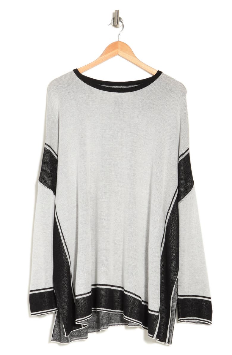 Single Thread Colorblock Poncho Sweater, Alternate, color, 