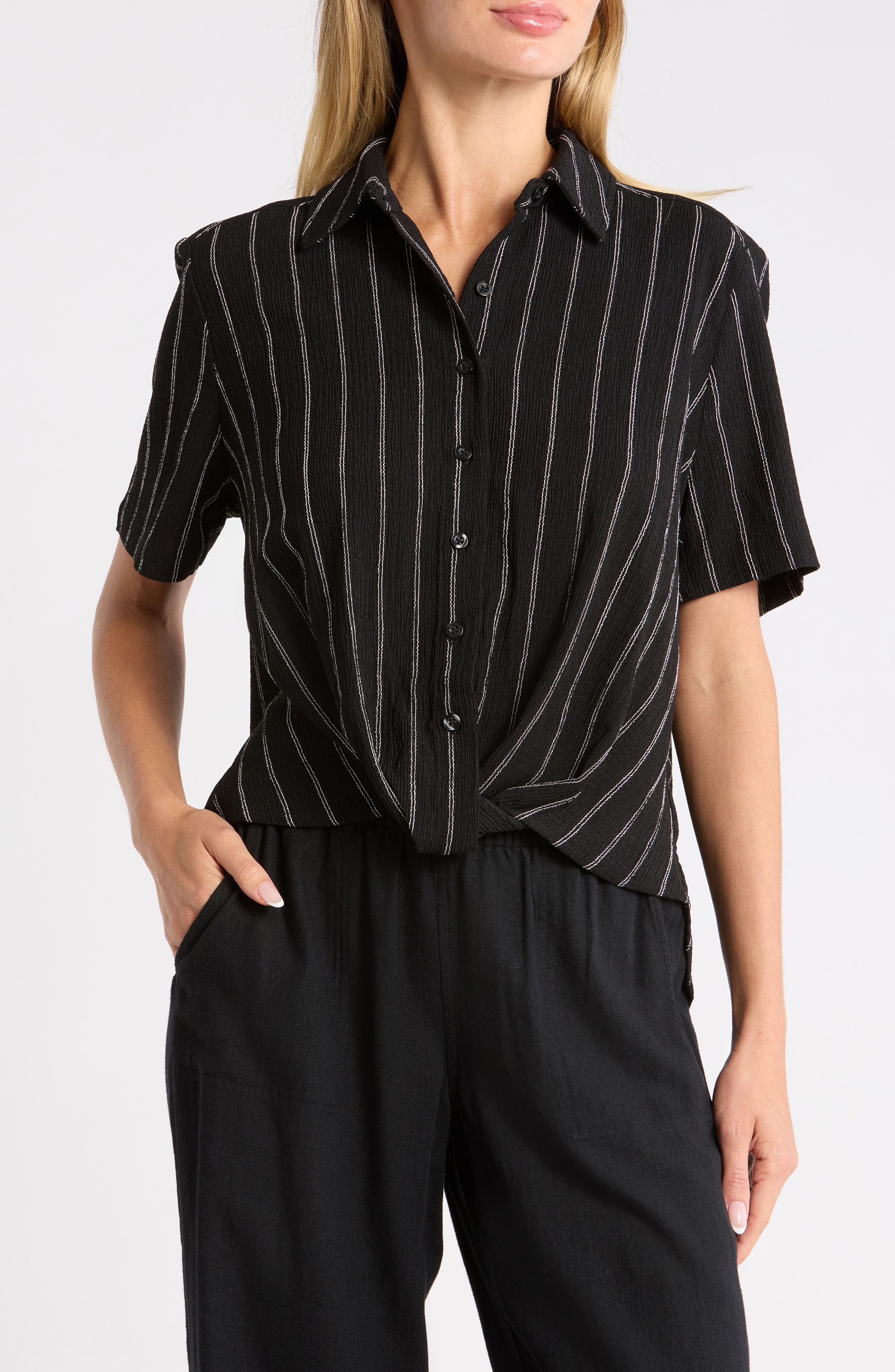Twist Front Short Sleeve Shirt