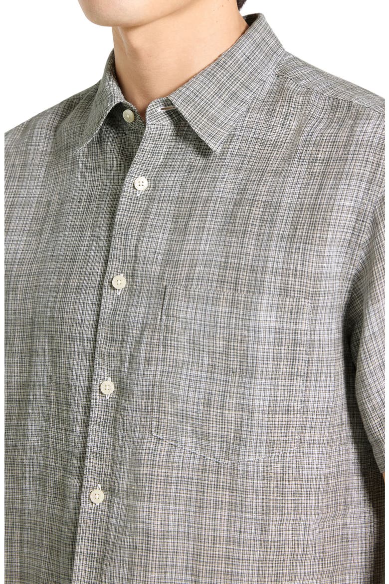 Irving Plaid Short Sleeve Linen Button-Up Shirt, Alternate, color, PINE GROVE MULTI - 2RN
