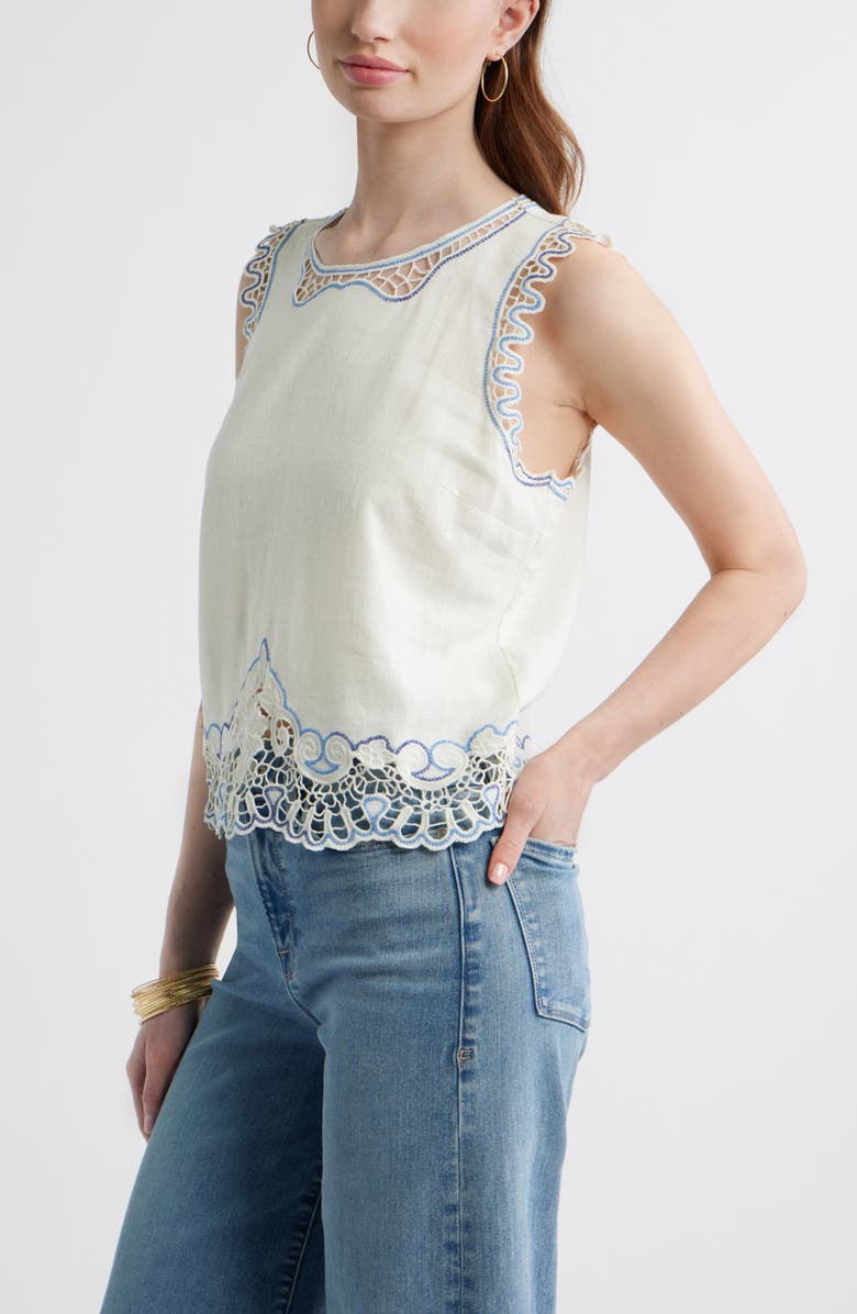 Treasure & Bond Cutwork Shell Sleeveless Top, Alternate, color, Ivory Egret