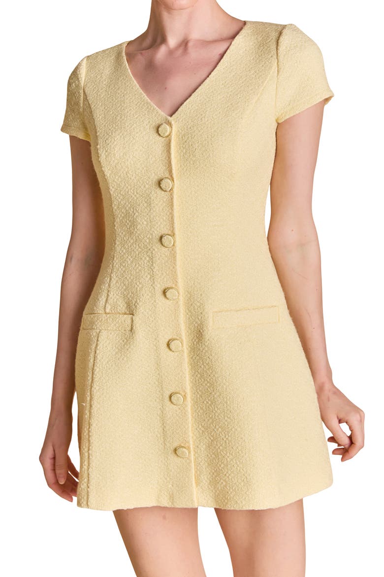 Tweed A-Line Minidress, Alternate, color, BUTTER