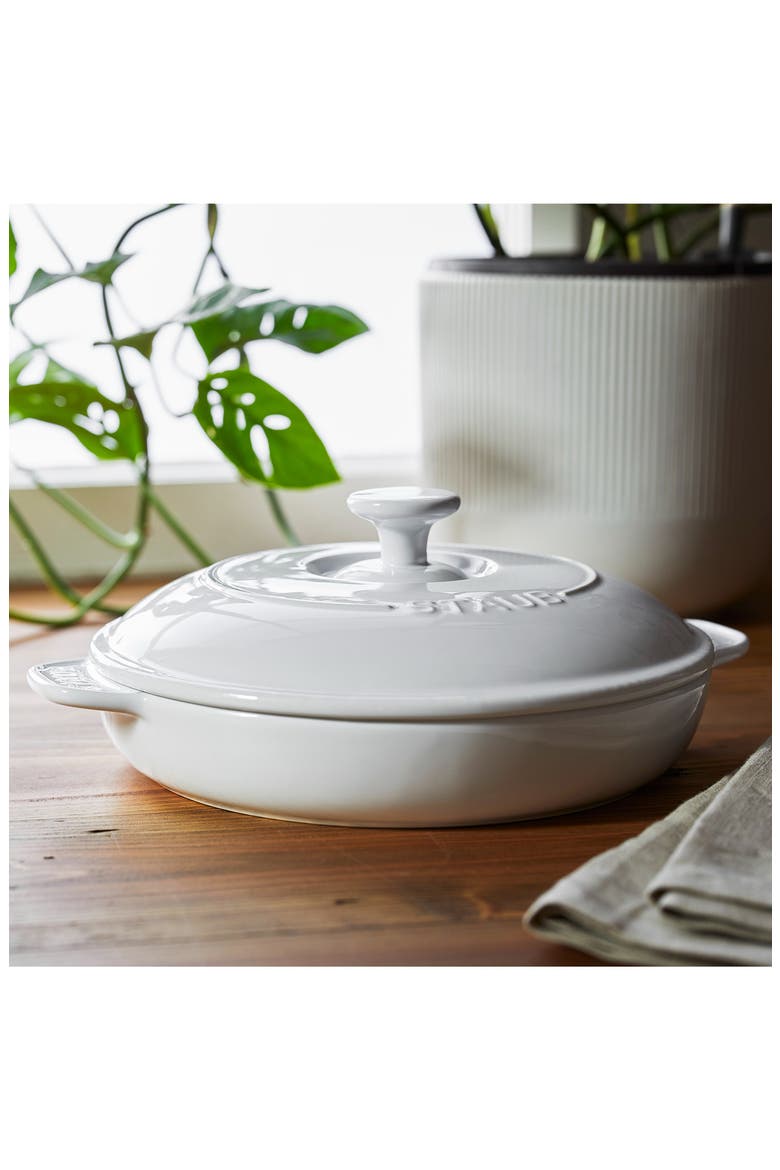 Ceramic Dish with Lid, Alternate, color, WHITE