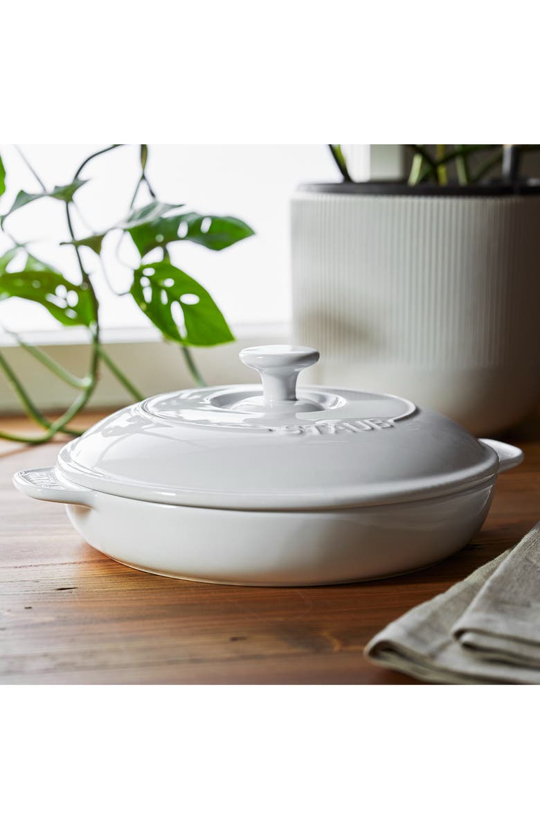 Staub Ceramic Dish with Lid, Alternate, color, White