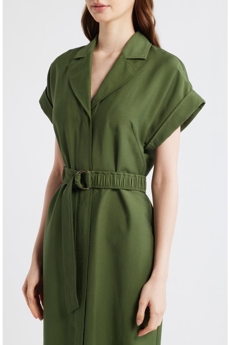 Belted Woven Midi Shirtdress, Alternate, color, OLIVE