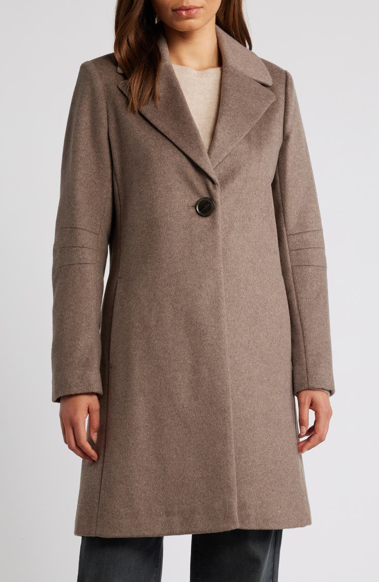 Via Spiga Single Breasted Wool Blend Coat, Main, color, Portobello