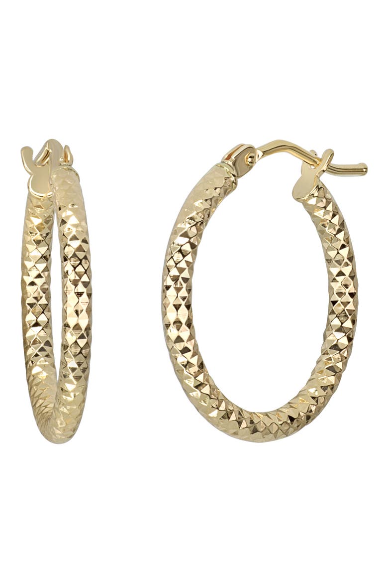 14K Gold Faceted Hoop Earrings, Main, color, 14K YELLOW GOLD