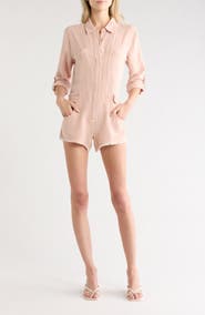 Young, Fabulous & Broke River Long Sleeve Raw Edge Linen Blend Romper