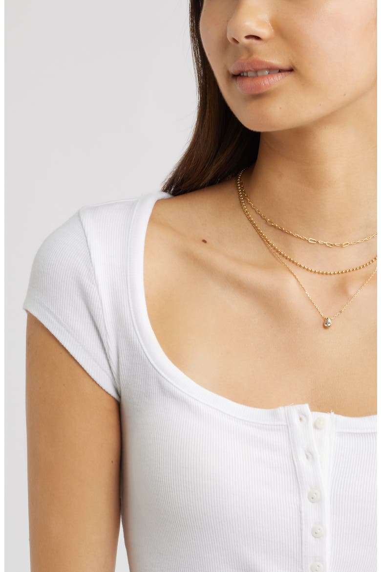 Square Neck Stretch Knit Henley T-Shirt, Alternate, color, WHITE