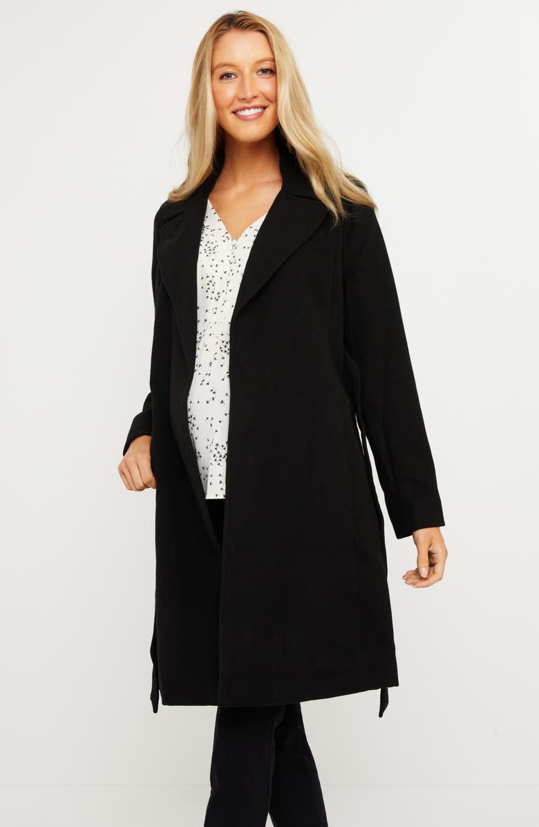 MOTHERHOOD MATERNITY Belted Maternity Wrap Coat, Alternate, color, 