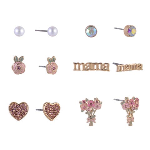 6 Pair Stud Earring Set