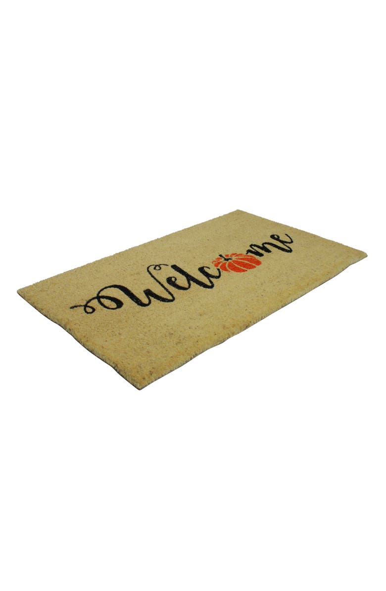 Northlight Orange Pumpkin "Welcome" Fall Harvest Outdoor Doormat 18" x 30", Alternate, color, 