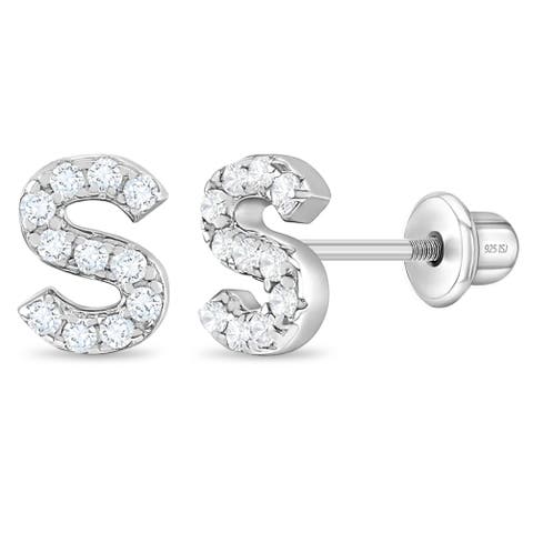 Cubic Zirconia Letter Initial Earrings