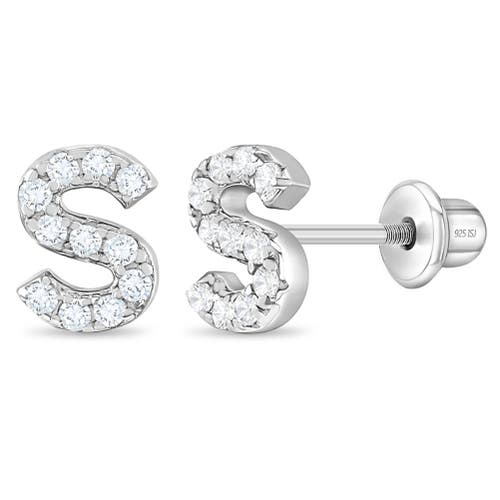 In Season Jewelry Cubic Zirconia Letter Initial Earrings in Letter S at Nordstrom