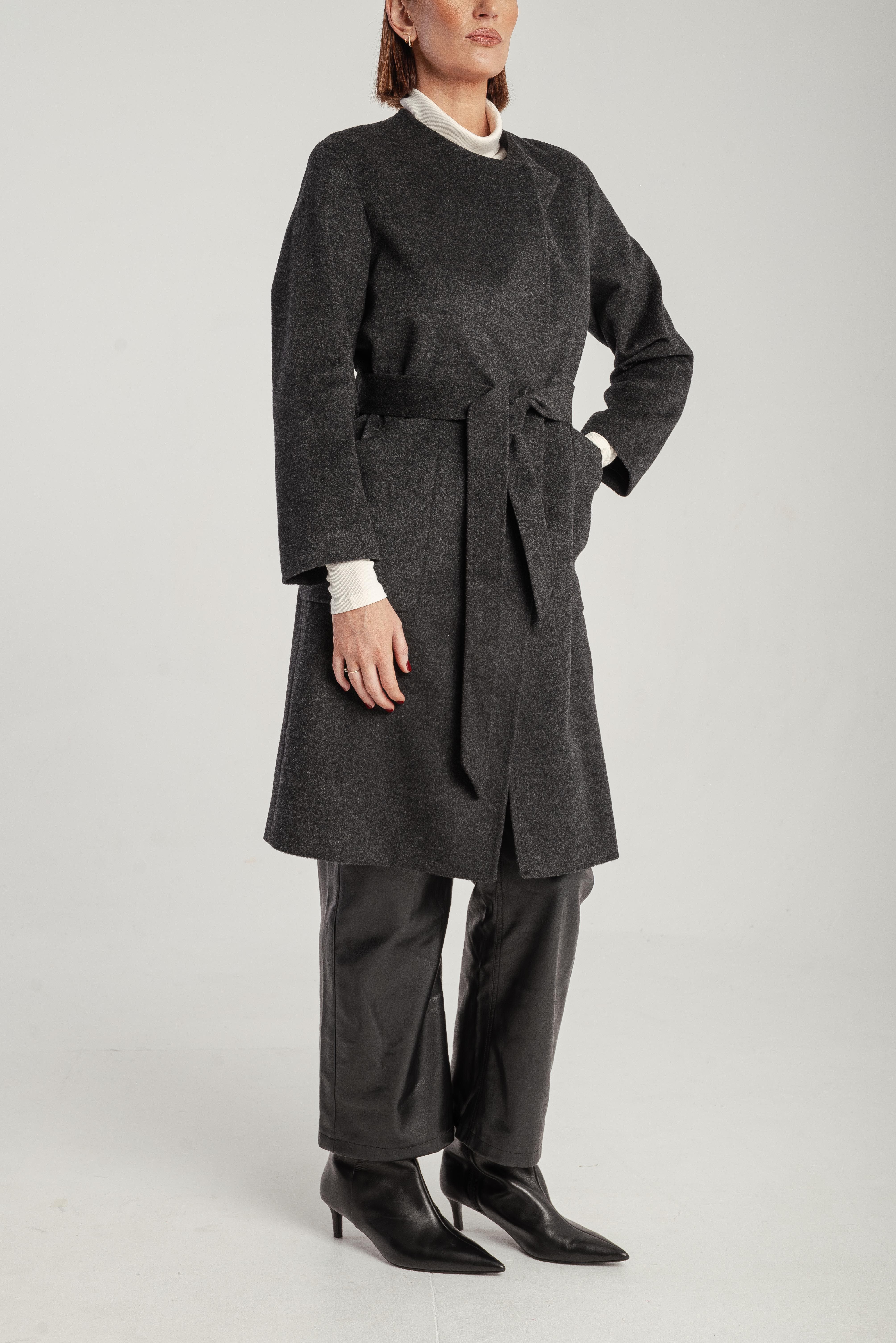 Cashmere Belted Lapel Coat - image 2