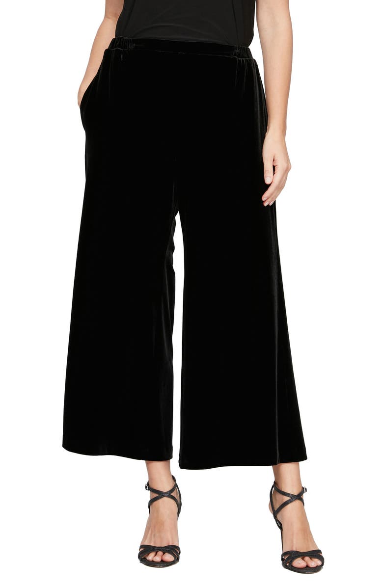 Alex Evenings Velvet Crop Wide Leg Pants, Main, color, 