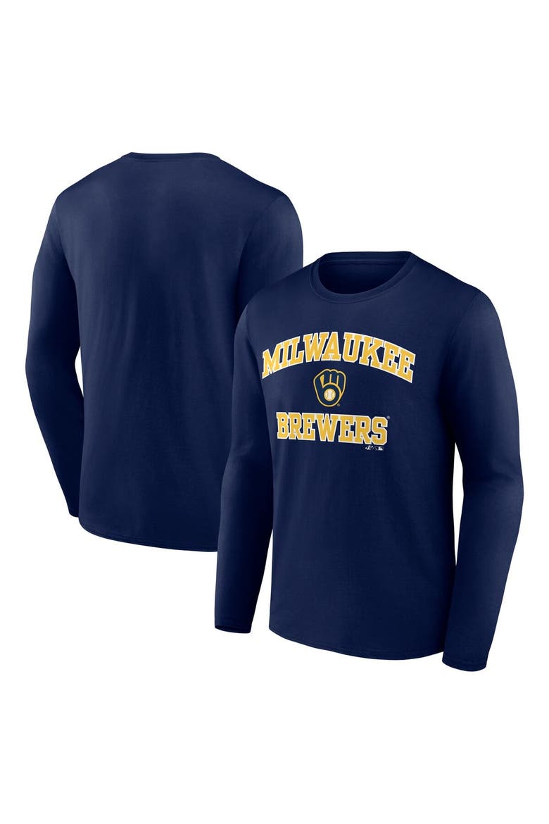 Men's Logo Athletic Navy Milwaukee Brewers Heart & Soul Long Sleeve T-Shirt, Main, color, Navy