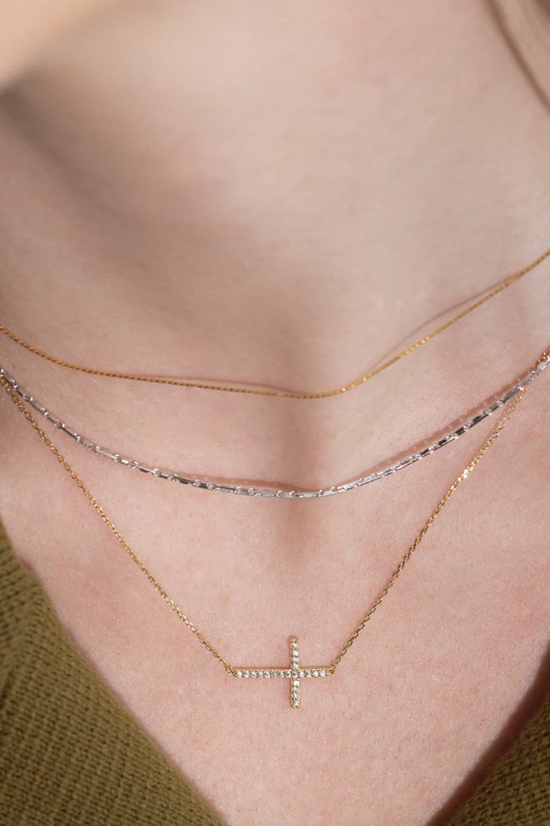 Sterling Silver 18k Gold Plated Sharon Necklace Dainty Daily Sparkle, Alternate, color, Silver