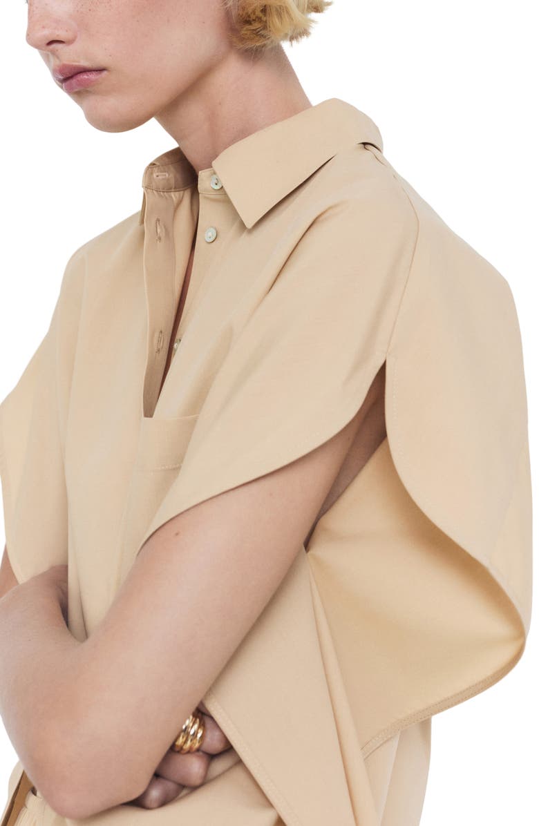 MANGO Oversize Button-Up Shirt, Alternate, color, Medium Brown