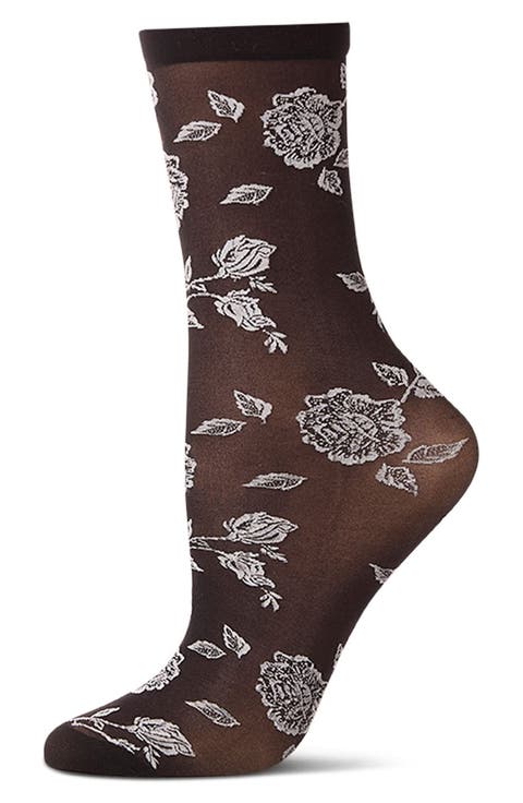 Floral Sheer Crew Socks