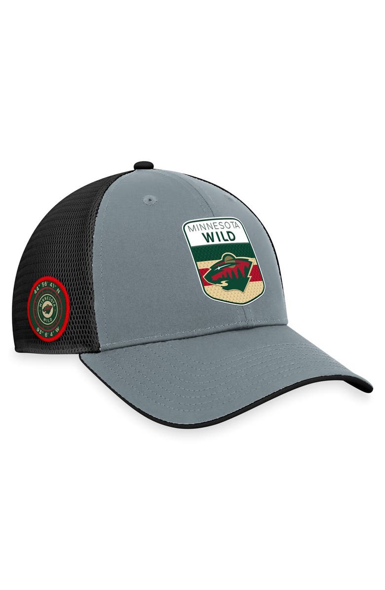 FANATICS Men's Fanatics Branded  Gray/Black Minnesota Wild Authentic Pro Home Ice Trucker Adjustable Hat, Main, color, 