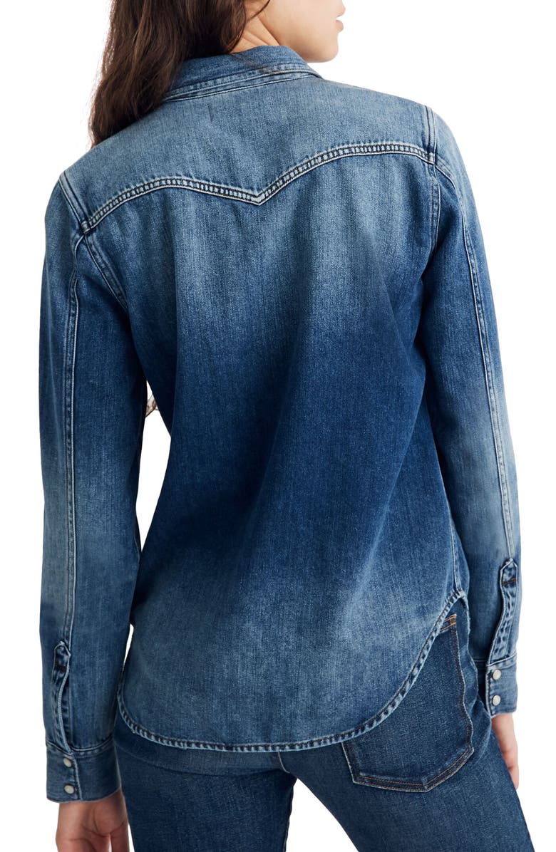 Madewell Basie Wash Denim Western Shirt, Alternate, color,