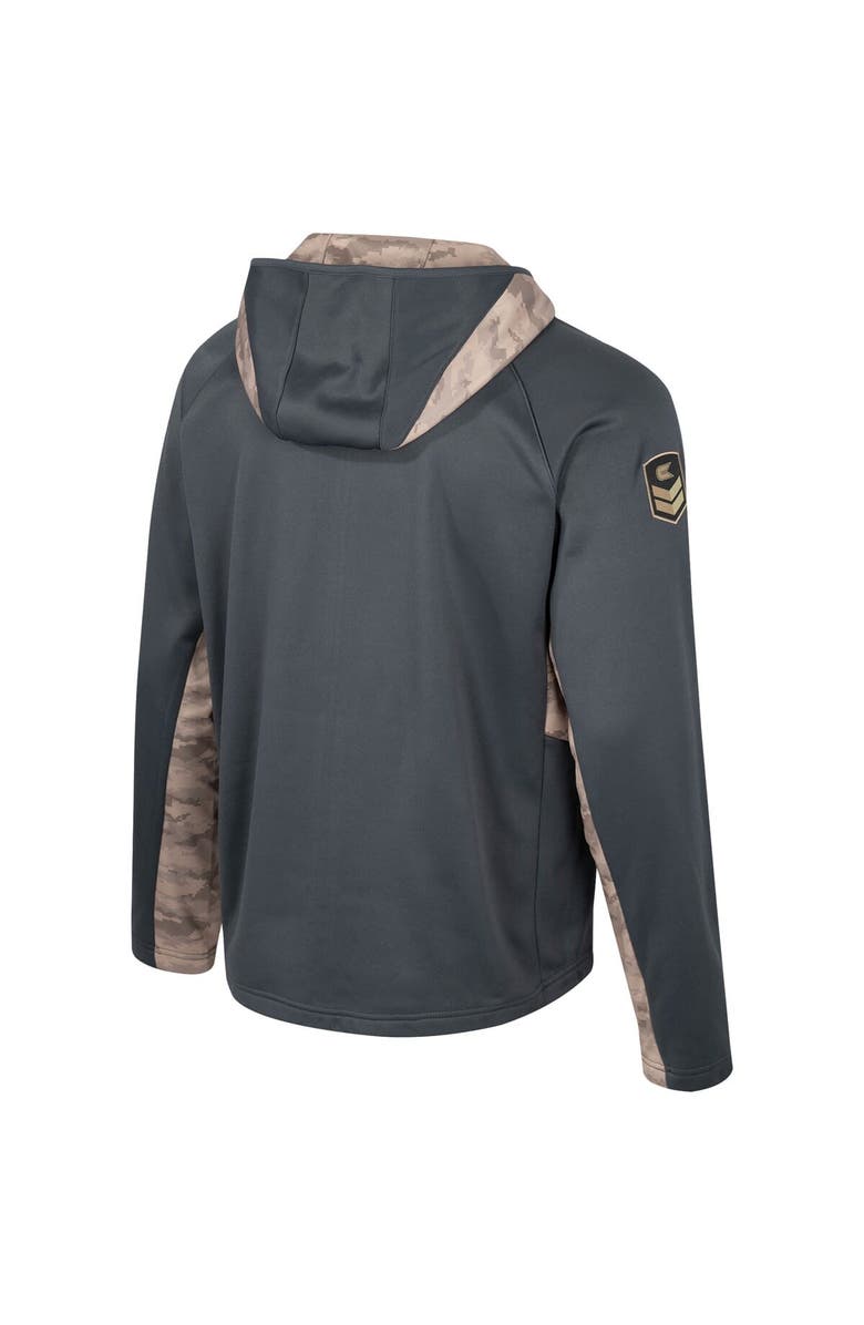 COLOSSEUM Men's Colosseum Charcoal Iowa Hawkeyes OHT Military Appreciation Camo Raglan Full-Zip Hoodie, Alternate, color, Charcoal