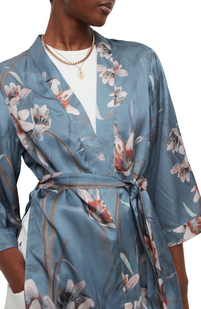 AllSaints Carina Kuroyuri Satin Wrap, Alternate, color, Blue