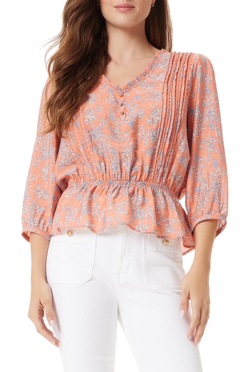 Sam Edelman Kit Print Peplum Top, Main, color, Terra Cotta-Branch And Blossom