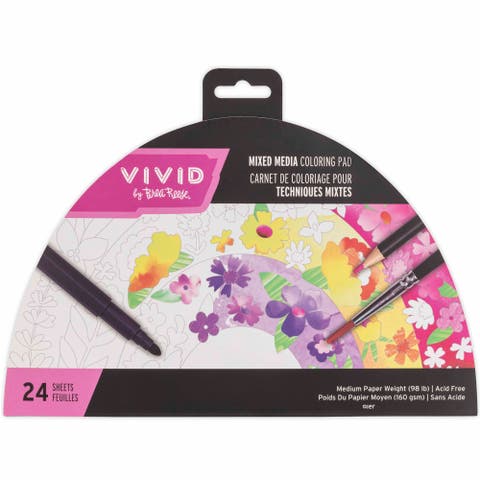 Mixed Media Coloring Pad 24 Sheets, Rainbow
