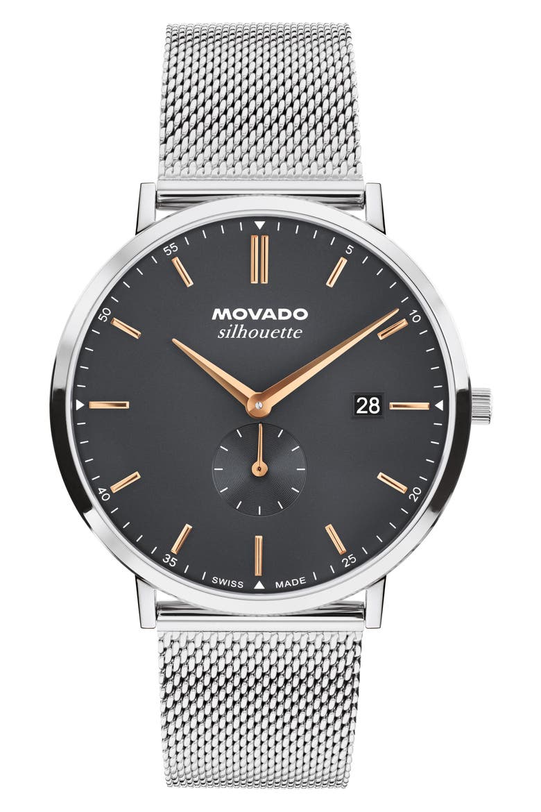 Heritage Silhouette Mesh Strap Watch, 40mm, Main, color, CHARCOAL