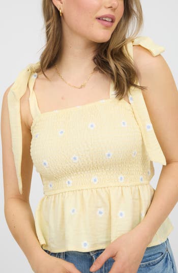 BLU PEPPER BLU PEPPER SMOCKED TIE SHOULDER TANK 