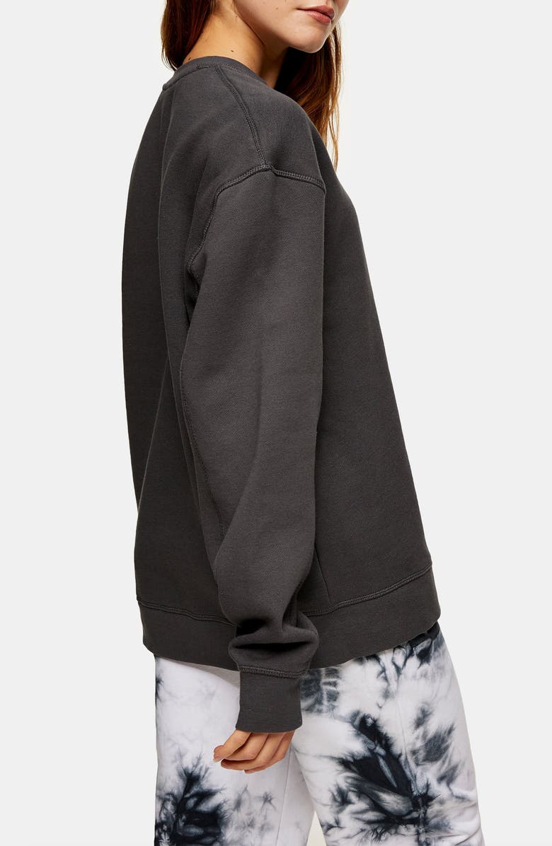 Topshop Flatlock Oversize Sweatshirt, Alternate, color,