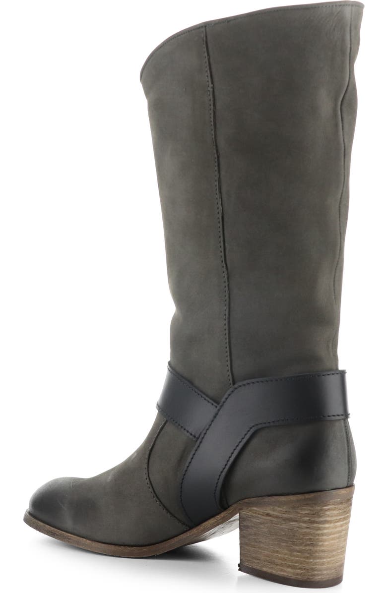 Fly London Harness Belt Block Heel Boot, Alternate, color, 002 Grey/ Black Oil Nobuck