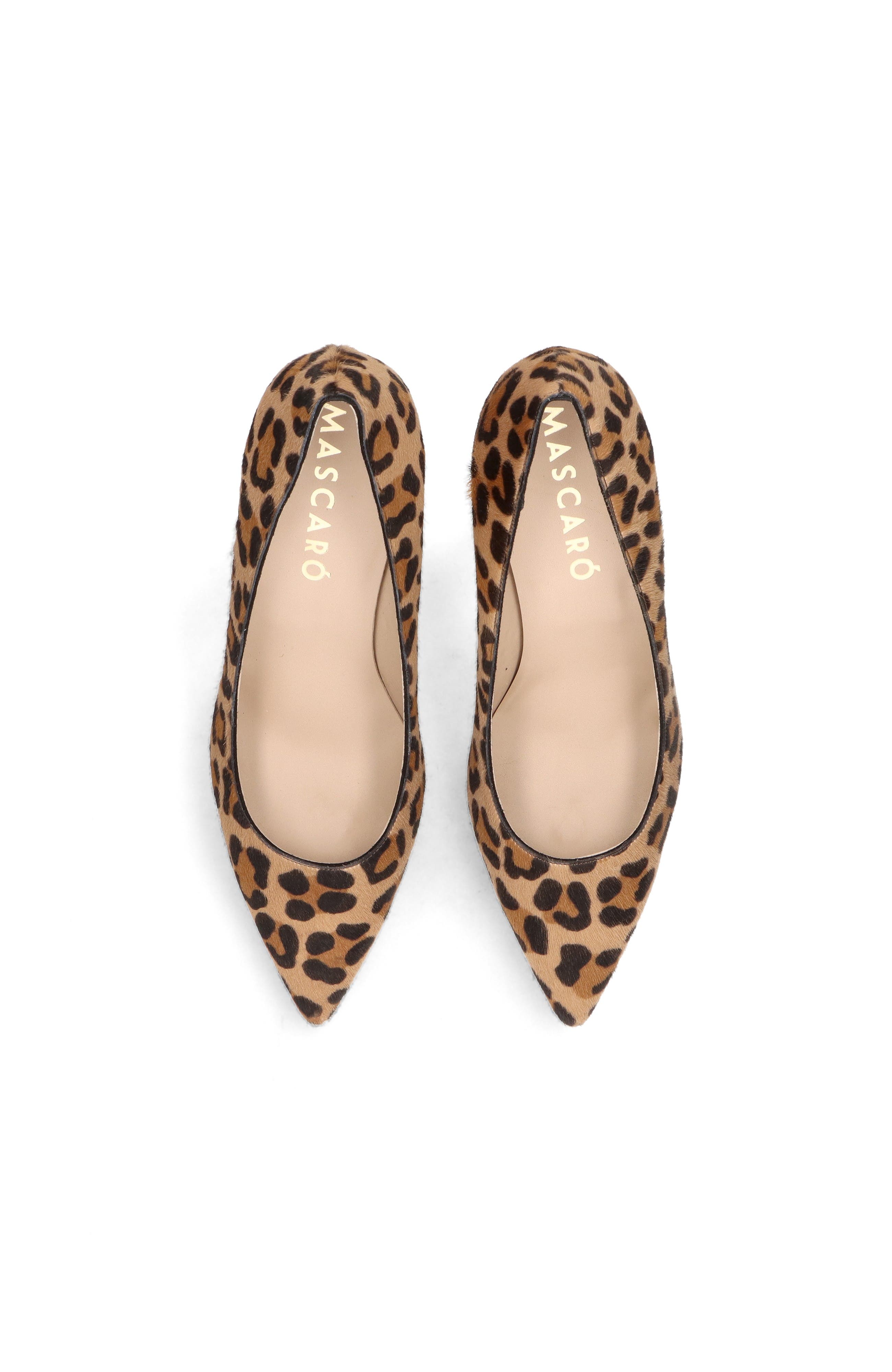 MASCARO Leopard Pointed Toe Pump, Main, color, Brown