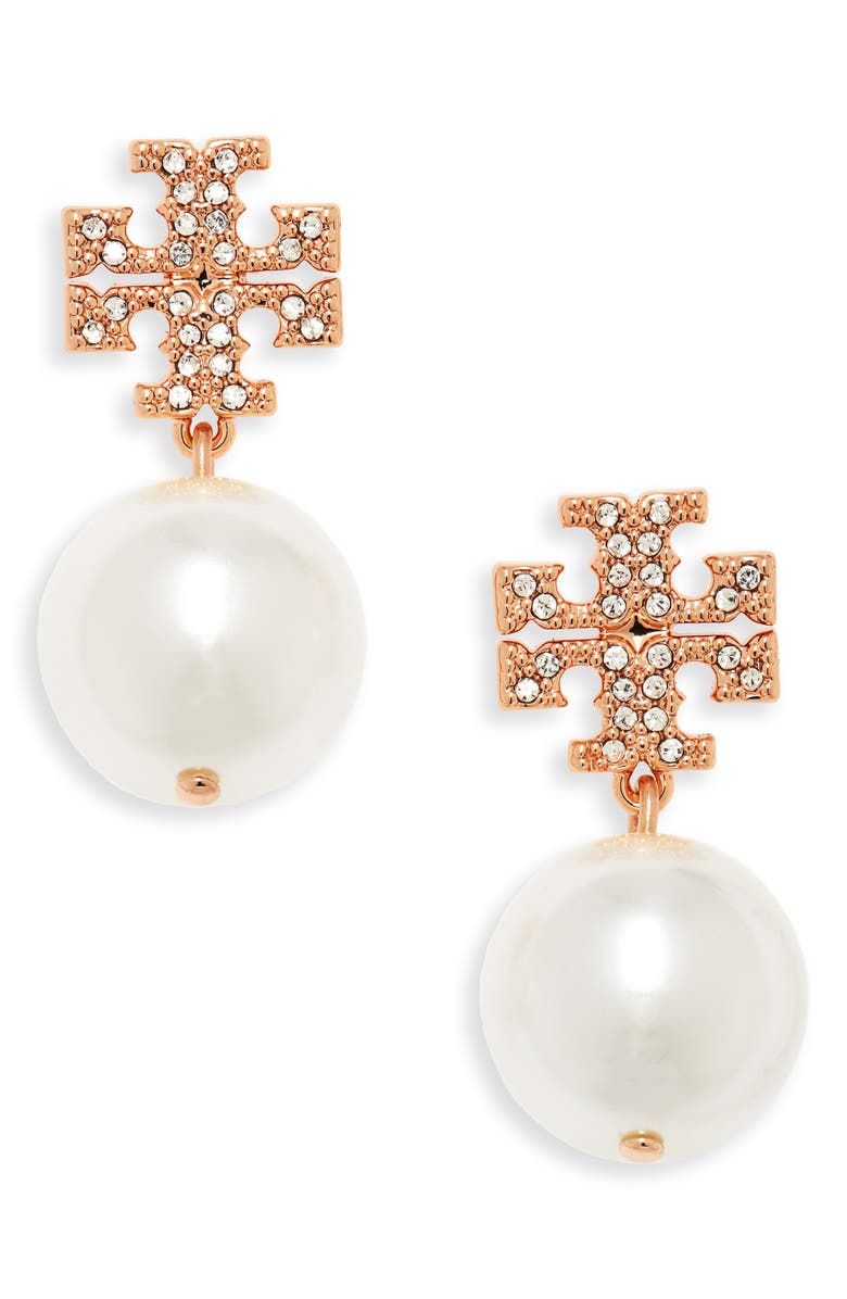 Tory Burch Imitation Pearl Drop Earrings, Main, color,